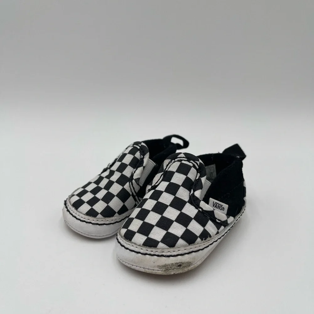 Vans Baby Checkerboard Slip-On Shoes Black & White